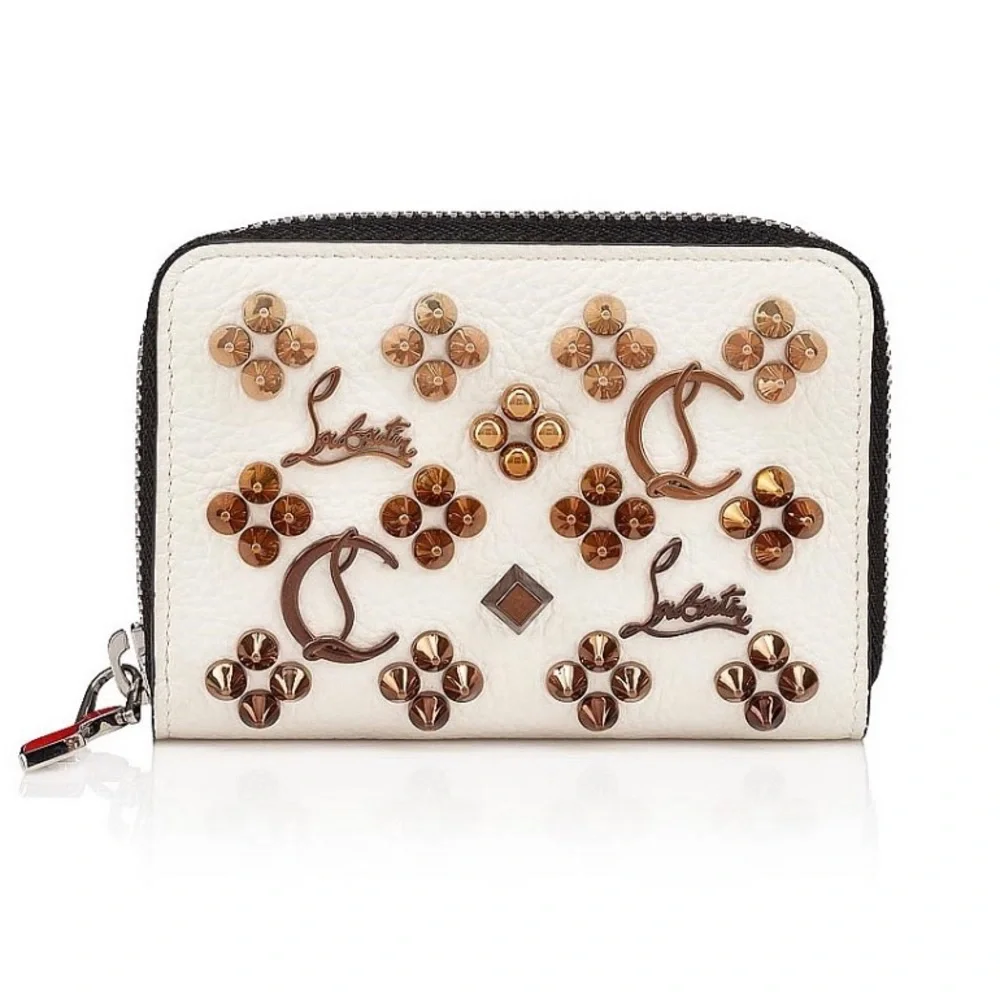 Christian Louboutin Panettone White Leather Stud Small Coin Purse Wallet - Picture 12 of 15